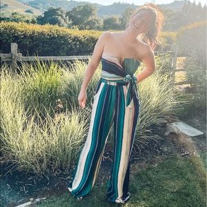 Anthropologie Elevenses Striped Strapless Jumpsuit